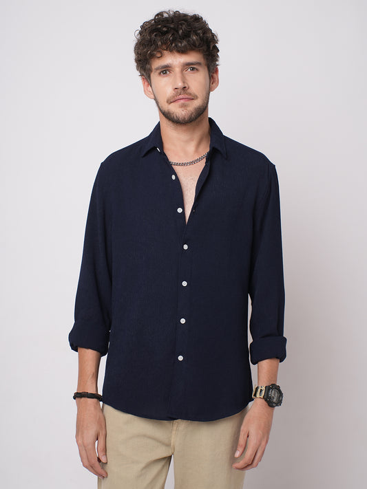 Classic Nocturne Blue Crepe Shirt