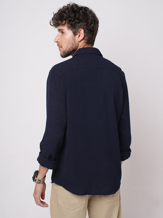 Classic Nocturne Blue Crepe Shirt