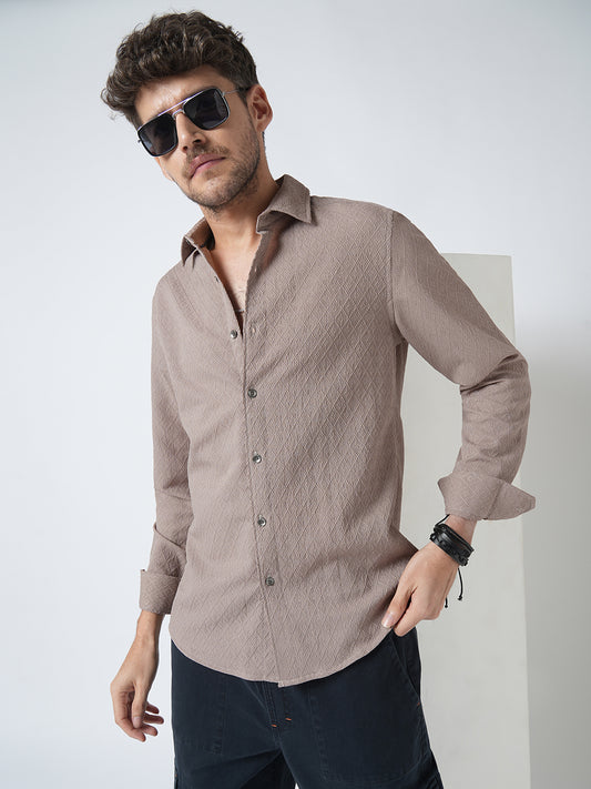 Chestnut Brown Diamond Textured Shirt