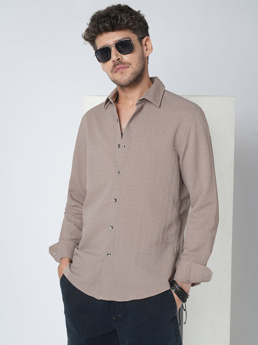Chestnut Brown Diamond Textured Shirt