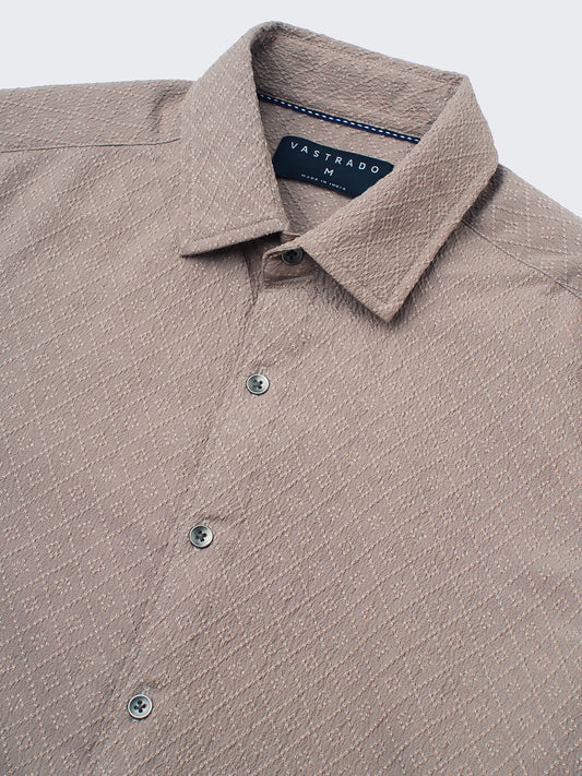 Chestnut Brown Diamond Textured Shirt