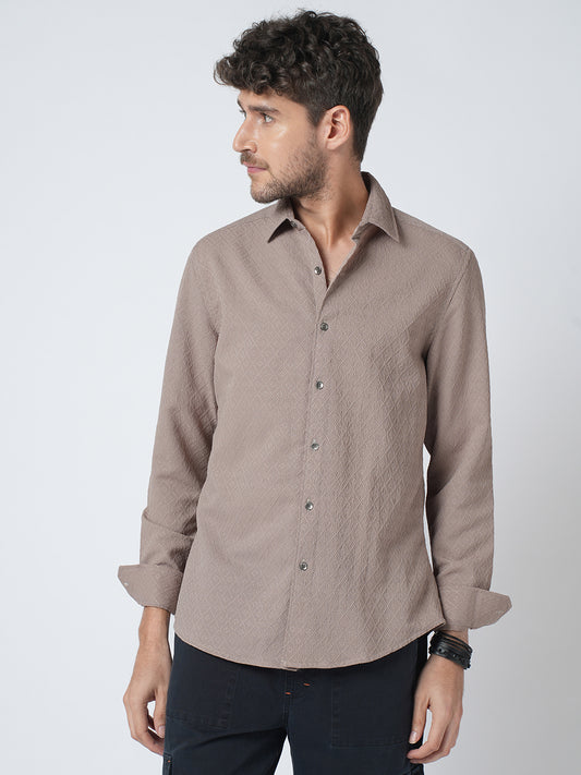 Chestnut Brown Diamond Textured Shirt