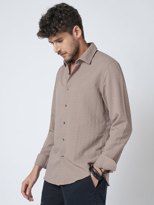 Chestnut Brown Diamond Textured Shirt