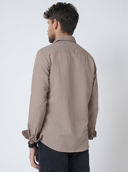 Chestnut Brown Diamond Textured Shirt