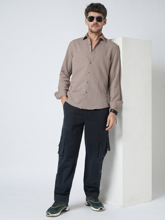 Chestnut Brown Diamond Textured Shirt