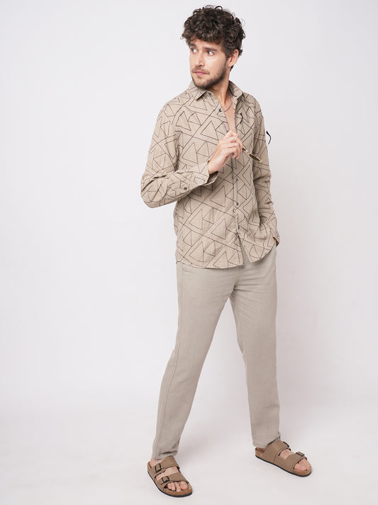 Cashmere Brown Contrast Embroidery Shirt