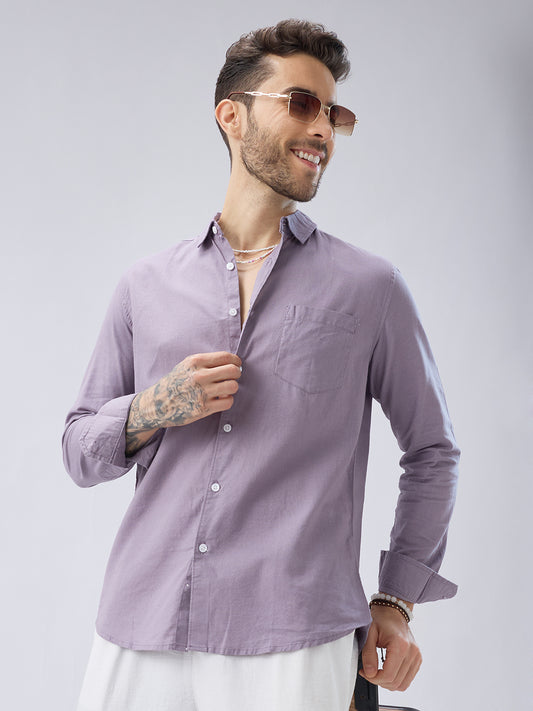 Muted Mauve Slub Textured Shirt