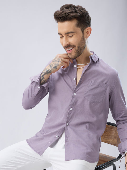 Muted Mauve Slub Textured Shirt