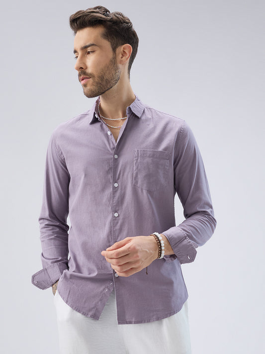 Muted Mauve Slub Textured Shirt
