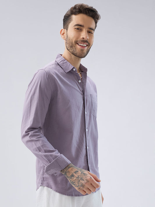Muted Mauve Slub Textured Shirt