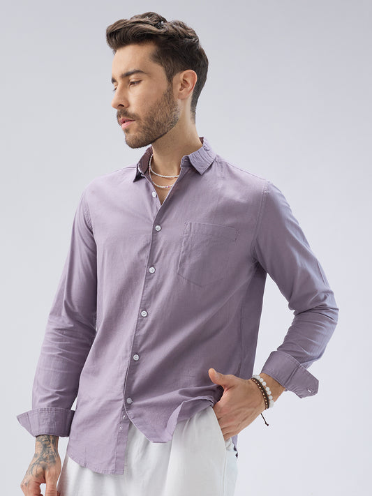 Muted Mauve Slub Textured Shirt