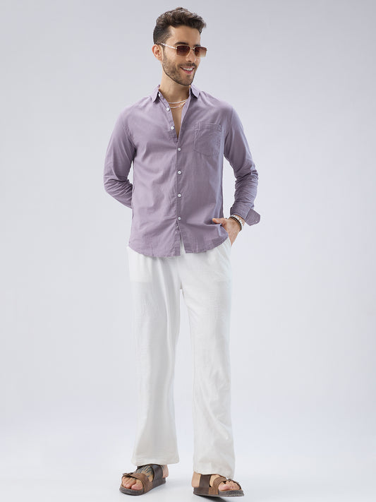 Muted Mauve Slub Textured Shirt
