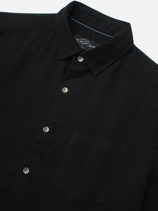 Black Waffle Textured Shirt