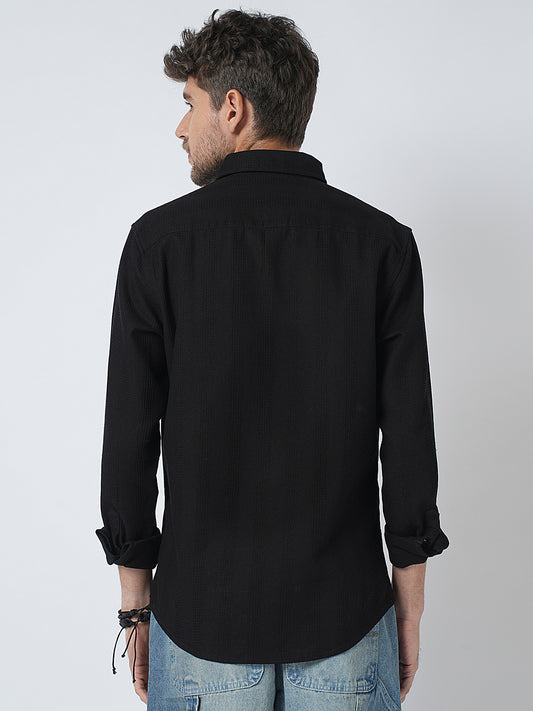 Black Waffle Textured Shirt