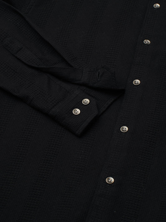 Black Waffle Textured Shirt