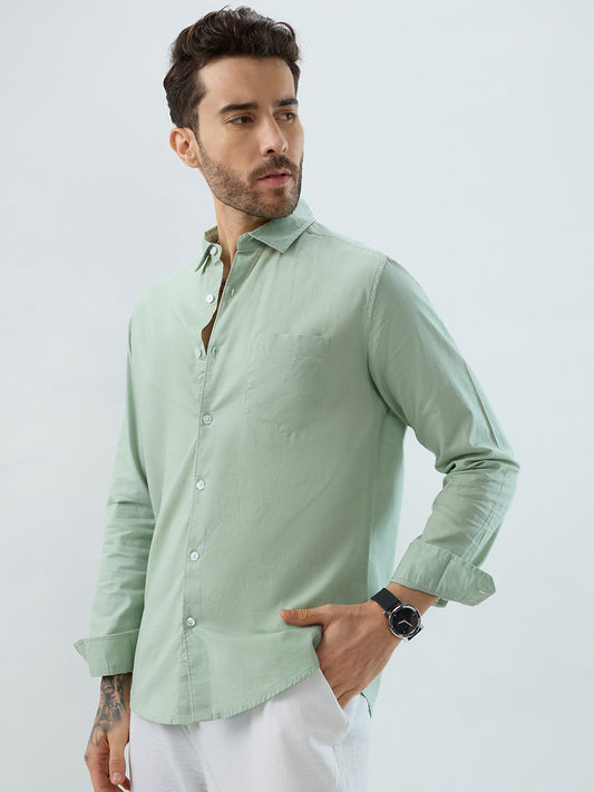 Green Pistachio Pop Slub Shirt