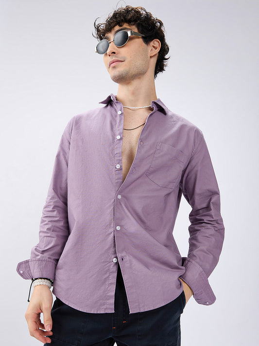 Solid Mauve Mist Classic Oxford Shirt