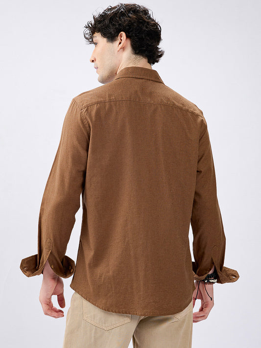 Brown Ember Pure Linen Summer Shirt
