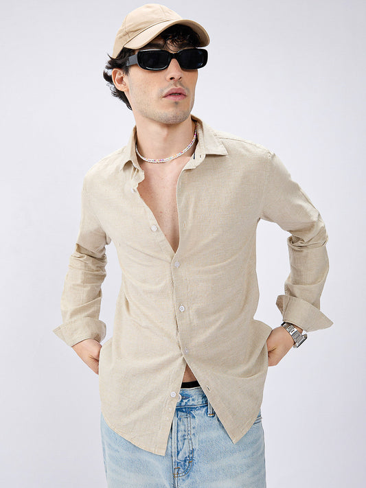 Neutral Beige Micro check Everyday Shirt