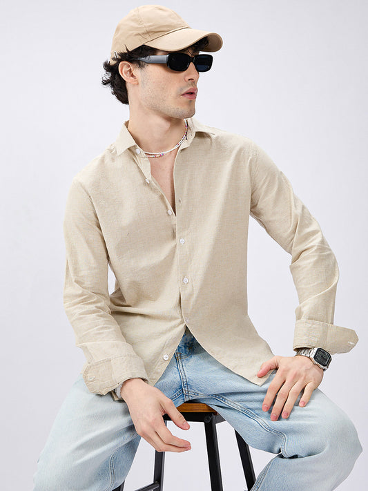 Neutral Beige Micro check Everyday Shirt