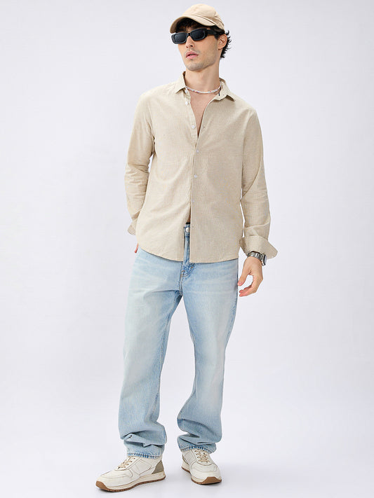 Neutral Beige Micro check Everyday Shirt