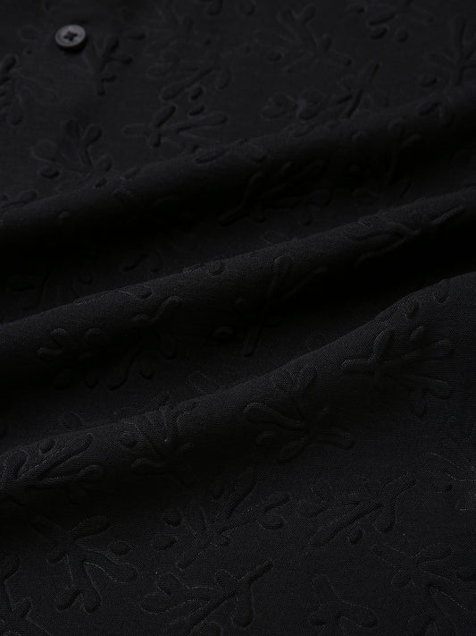 Onyx Black Floral Textured Shirt