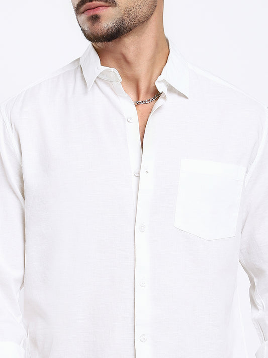 Pristine White Slub Textured Shirt