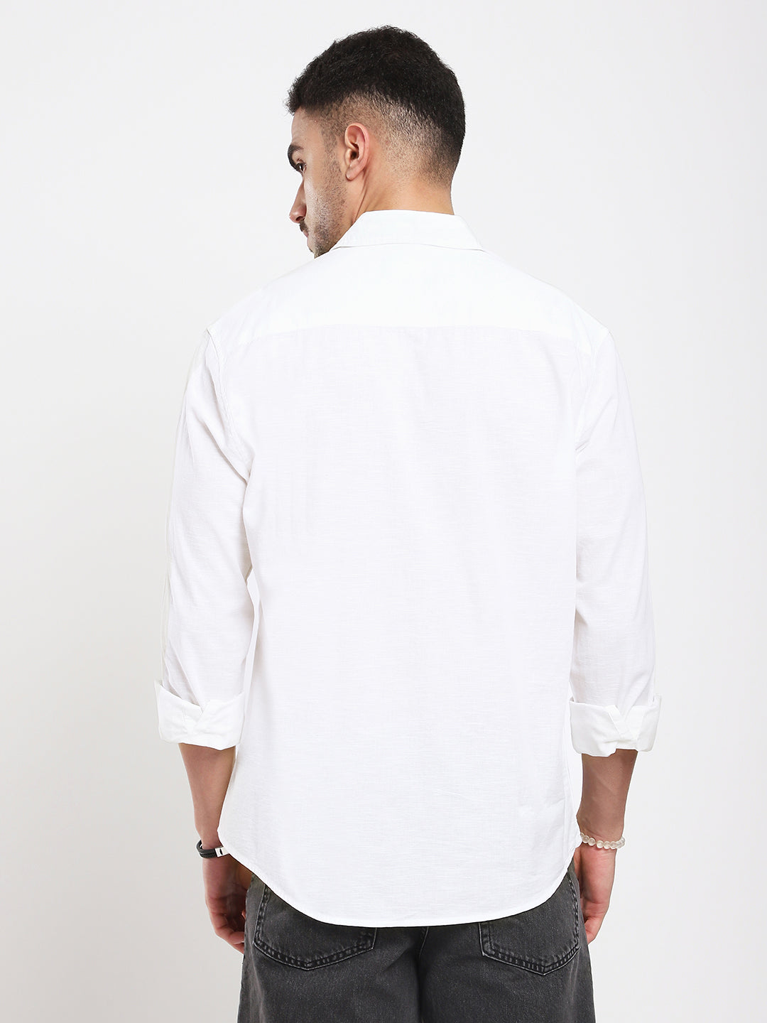 Pristine White Slub Textured Shirt