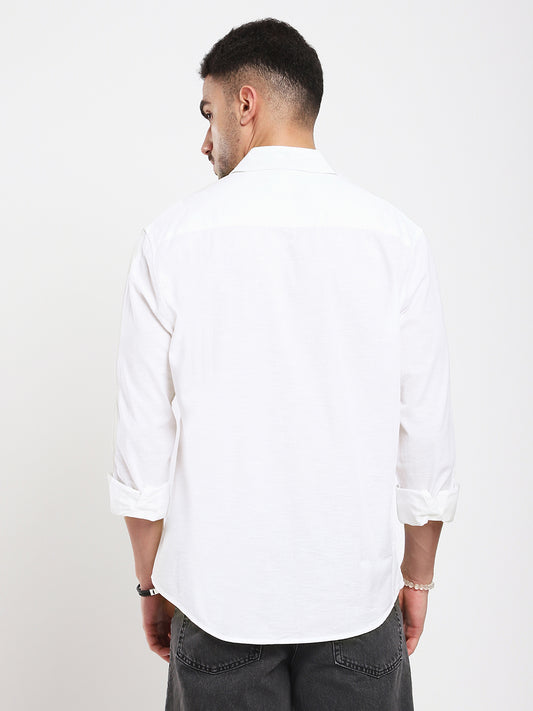 Pristine White Slub Textured Shirt