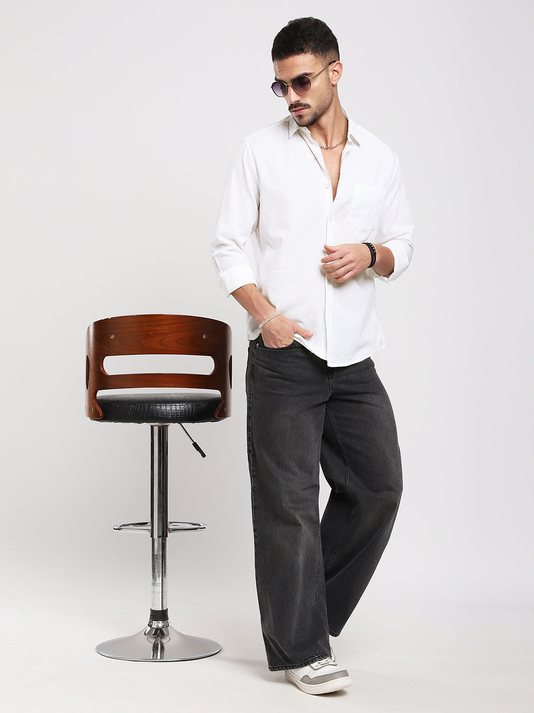 Pristine White Slub Textured Shirt