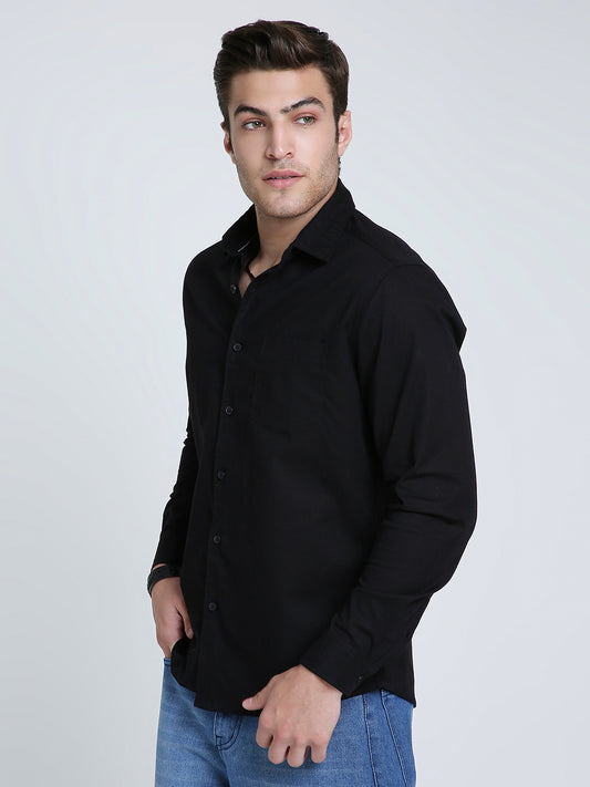 Jet Black Essentials Slub Shirt