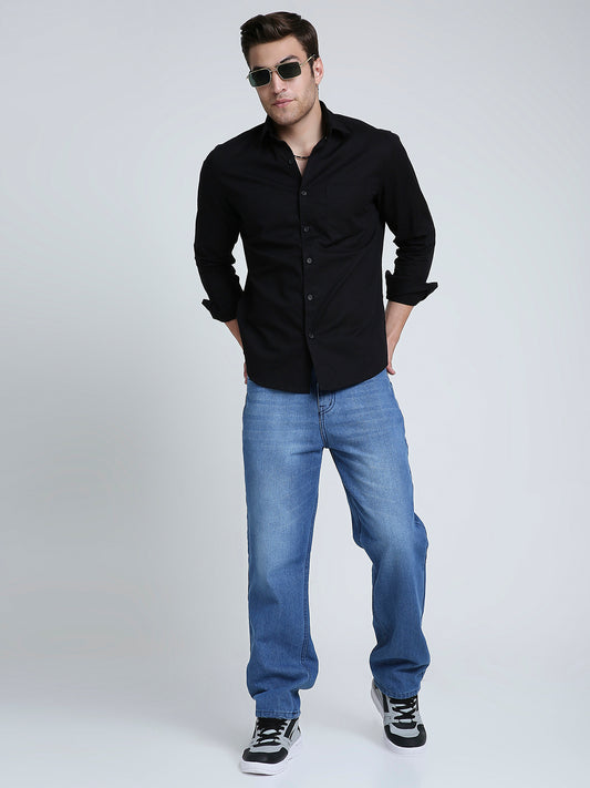 Jet Black Essentials Slub Shirt