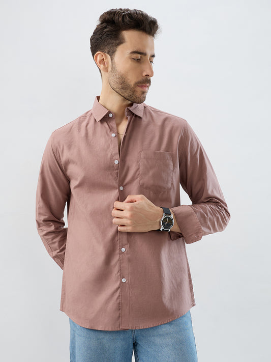 Terracotta Tone Brown Slub Shirt