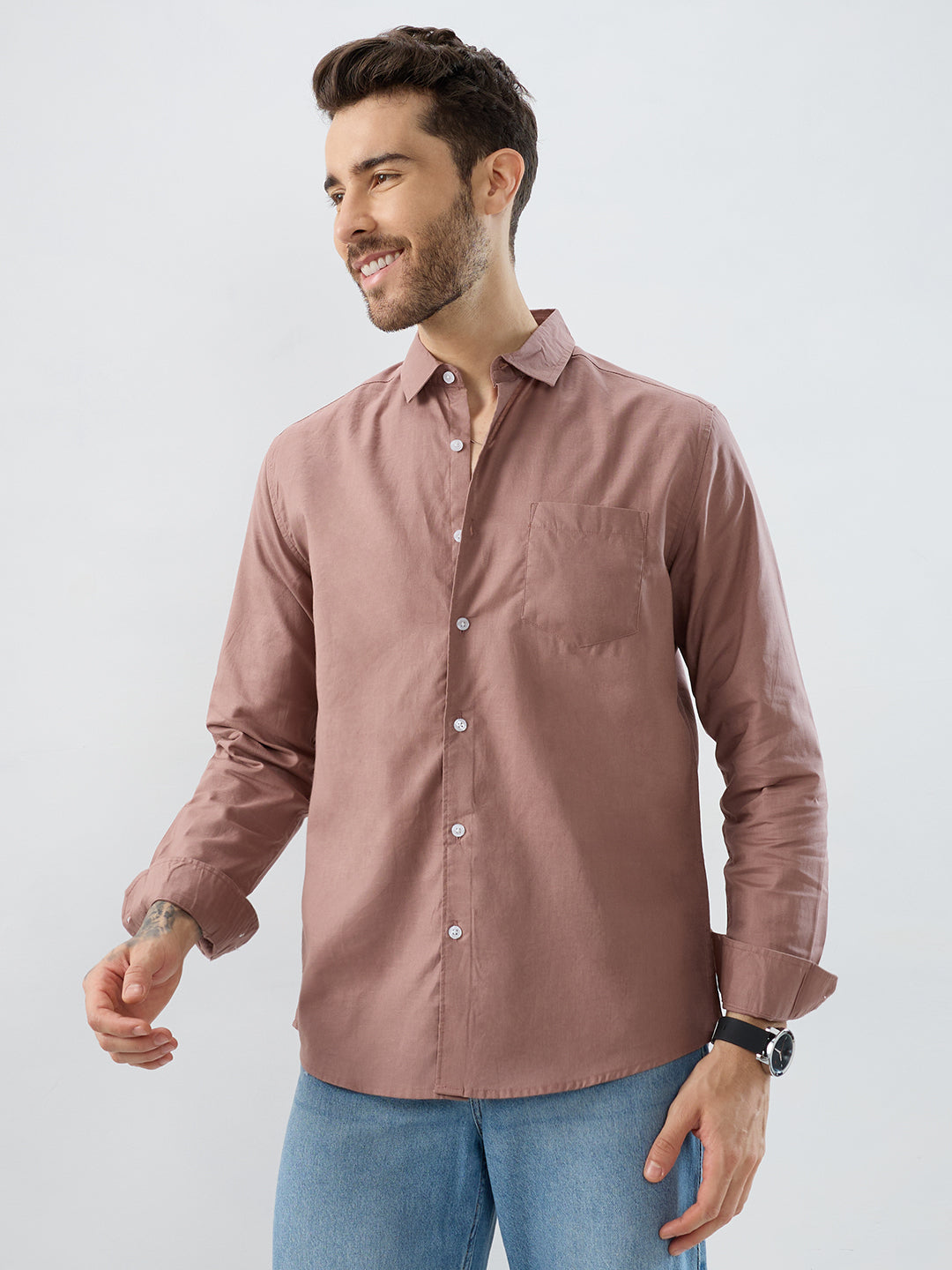 Terracotta Tone Brown Slub Shirt