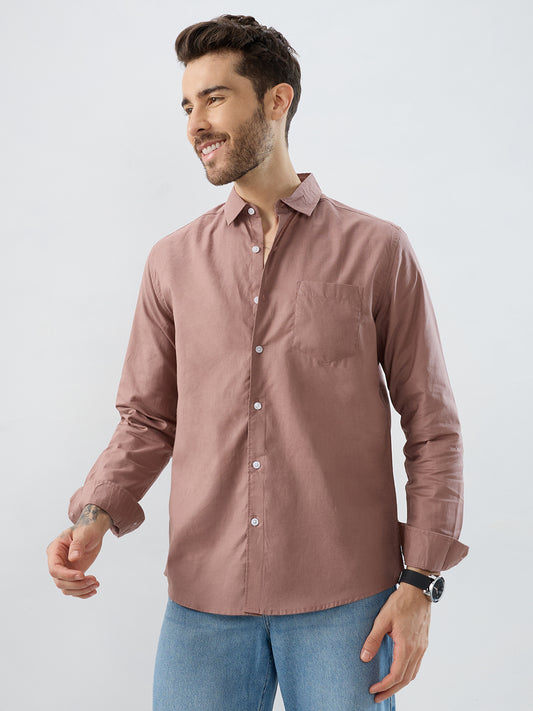 Terracotta Tone Brown Slub Shirt