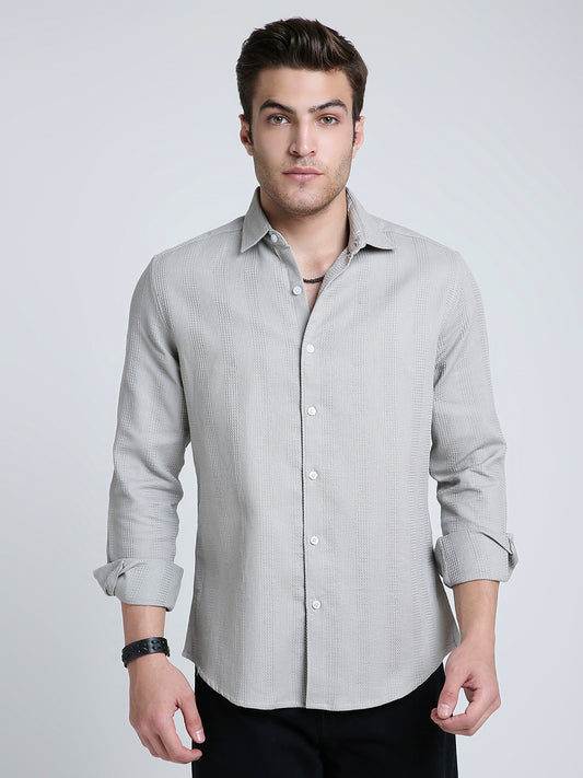 Grey Haze Waffle Grid Weave Shirt