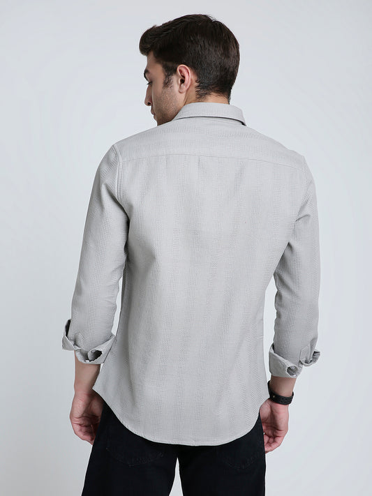 Grey Haze Waffle Grid Weave Shirt