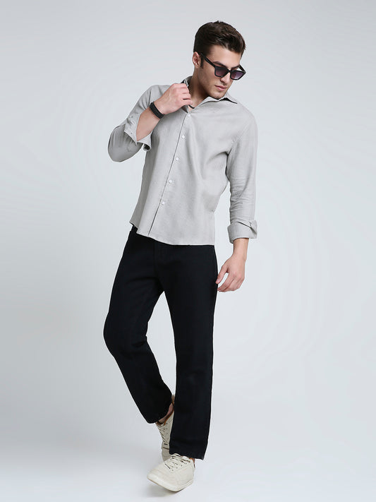 Grey Haze Waffle Grid Weave Shirt