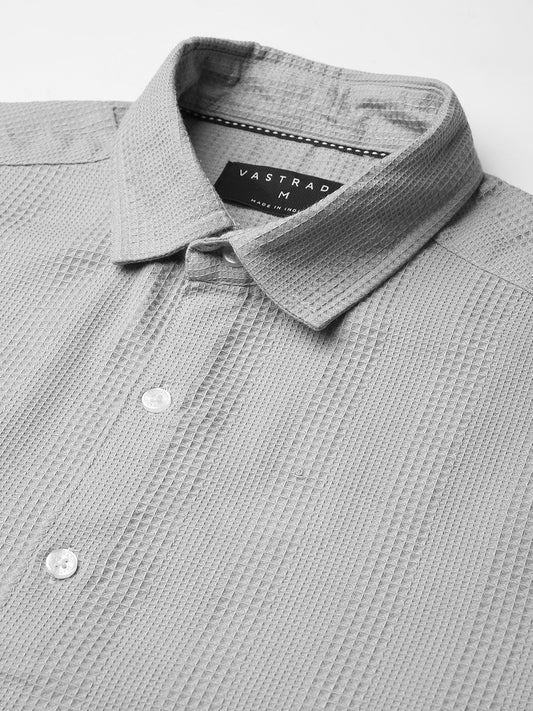 Grey Haze Waffle Grid Weave Shirt