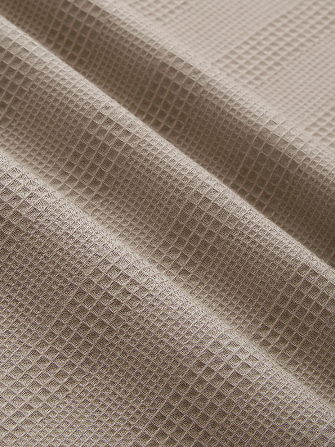 Dessert Beige Waffle Grid Weave Shirt