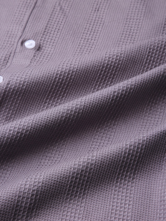 Smoky Mauve Waffle Grid Weave Shirt