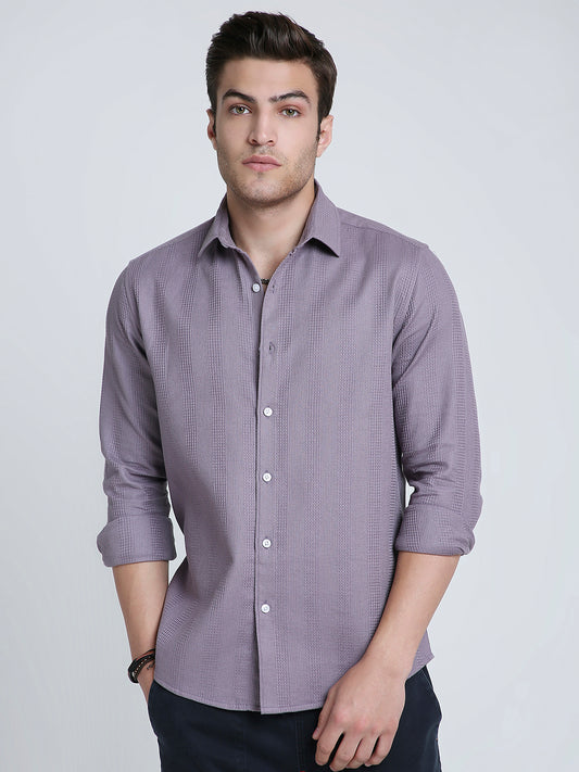 Smoky Mauve Waffle Grid Weave Shirt