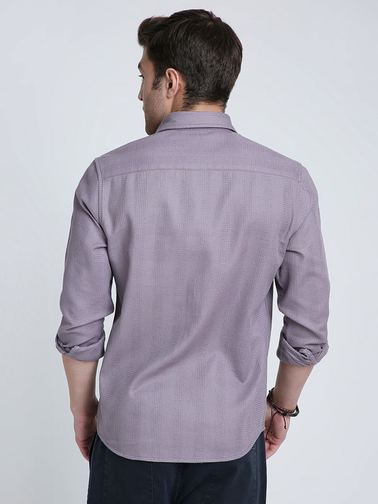 Smoky Mauve Waffle Grid Weave Shirt