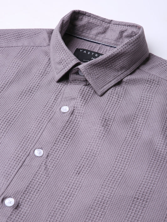 Smoky Mauve Waffle Grid Weave Shirt