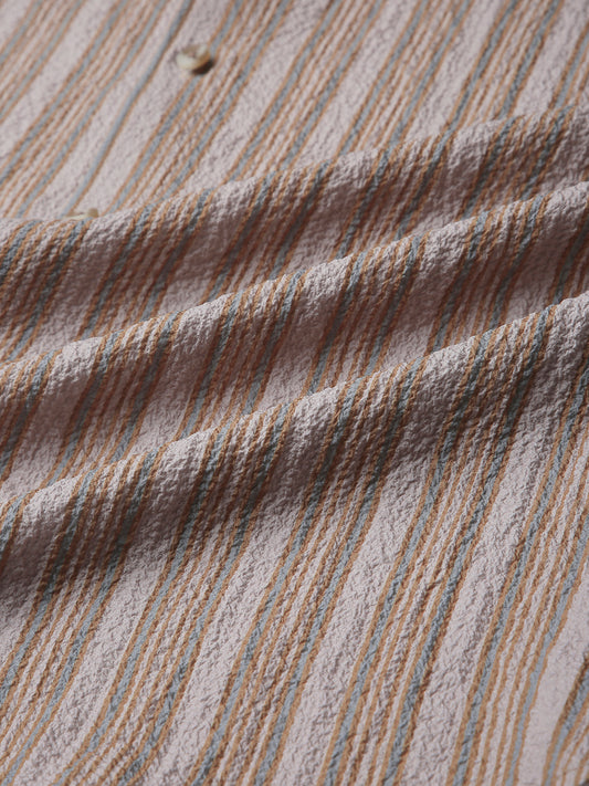 Nomad Beige Creased Striped Shirt