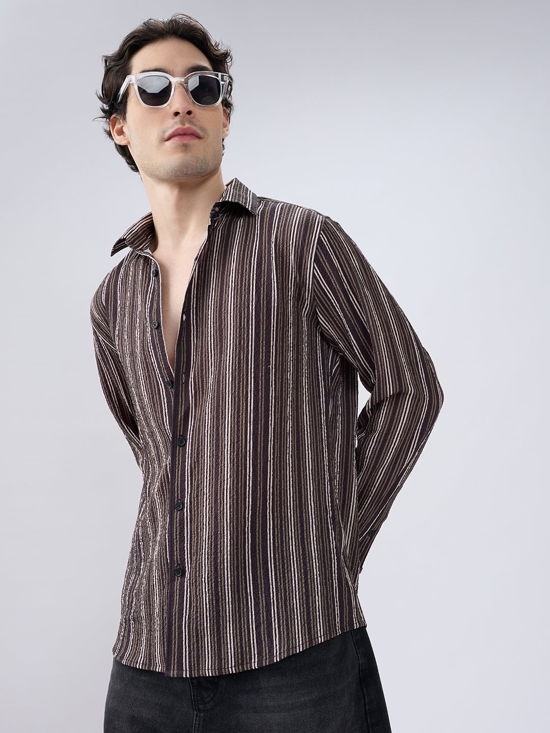Contrast Pinstripe Evening Shirt
