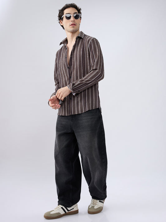 Contrast Pinstripe Evening Shirt