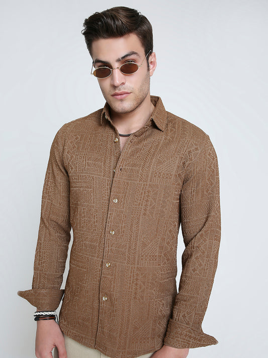 Intricate Rustic Charm Jacquard Shirt