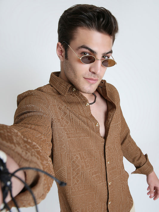 Intricate Rustic Charm Jacquard Shirt