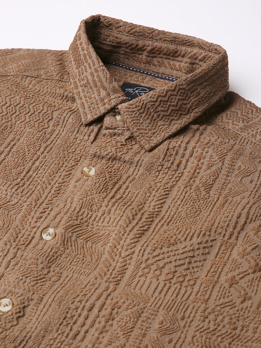 Intricate Rustic Charm Jacquard Shirt